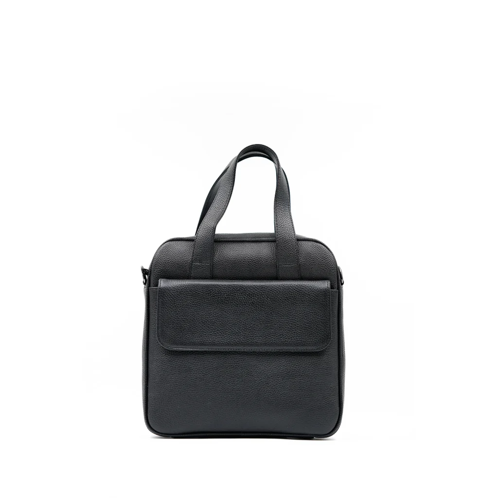 کیف اداری چرم مشکی مدل F6511 با طرح فلوتر